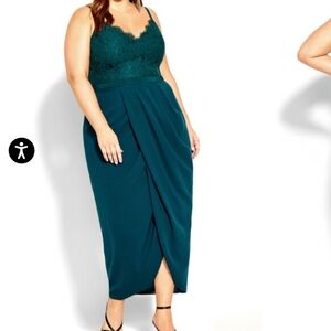 City Chic Deep Teal Textured Dress